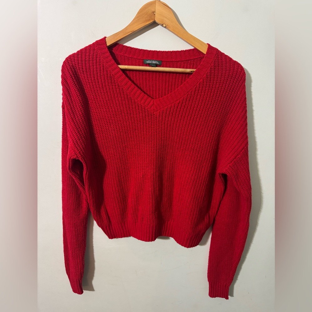 Wild Fable Red V-Neck knit Sweater size large